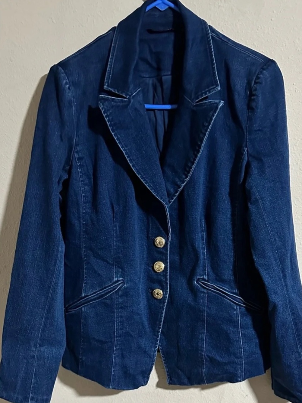 IMAN Denim Blazer with Gold Buttons